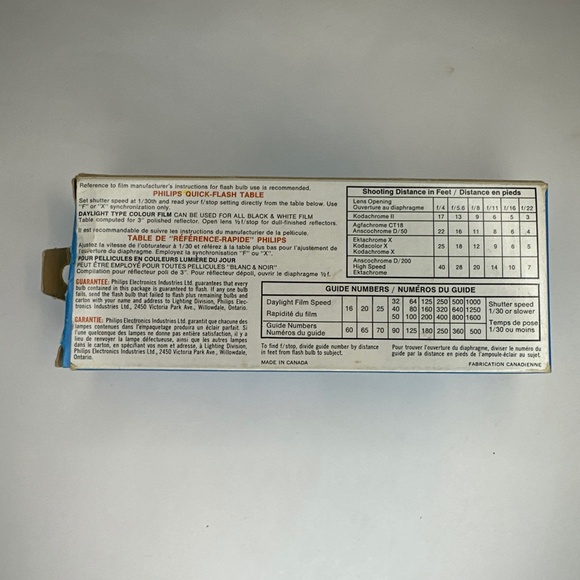 Vintage Philips M2B 11 Flashbulbs Camera Photography Original Box Rare Canada - Picture 2 of 3